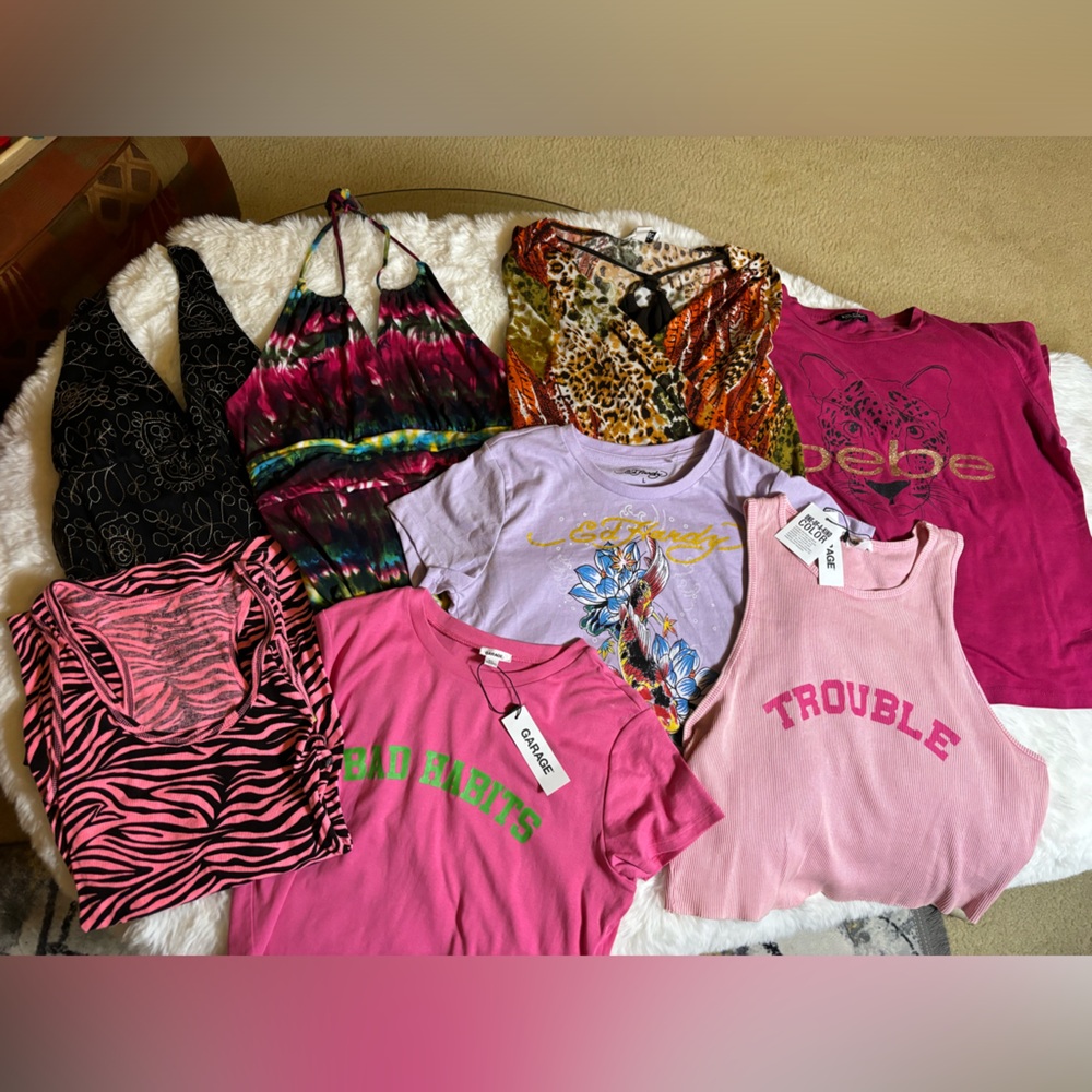 y2k top bundle - bebe, ed hardy and more!